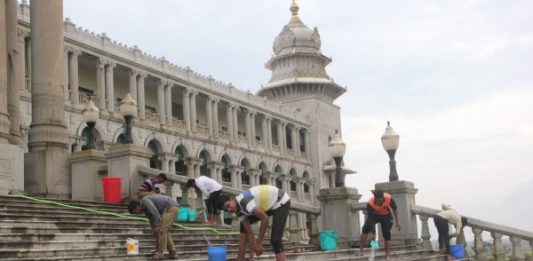 Cleaning soudha