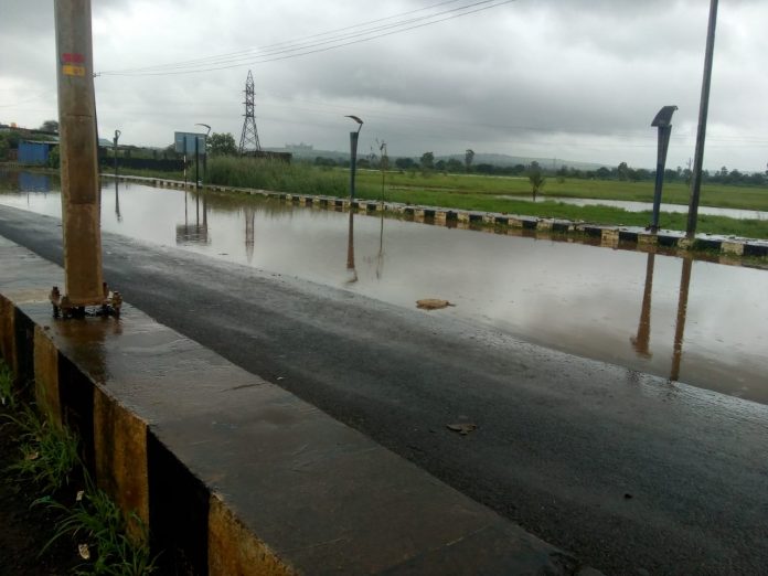 Old pb road water on road