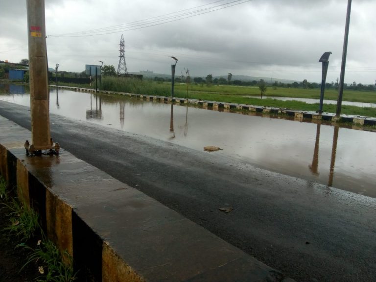 Old pb road water on road