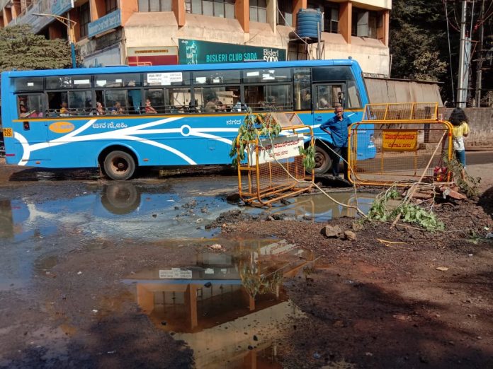 Drainage water on road