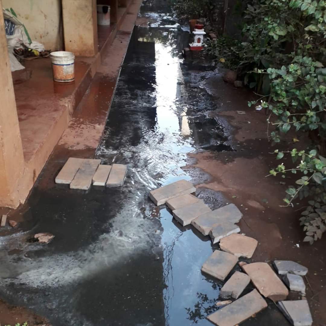 Drainage water on road
