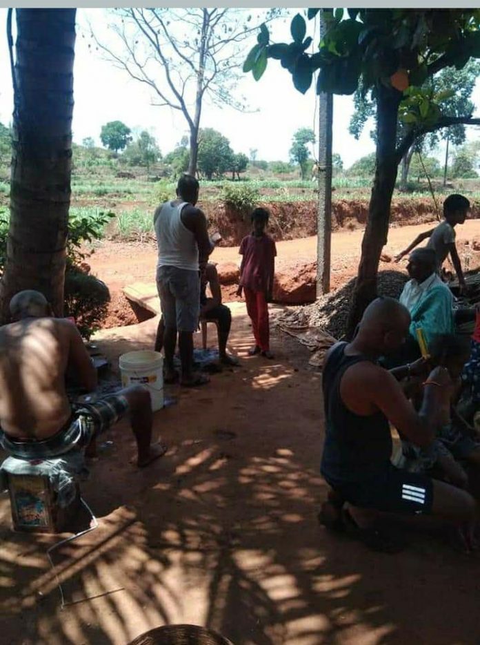 Hair cutting rural area during lock down