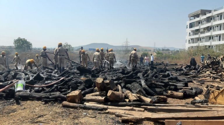 Timber depot burnt