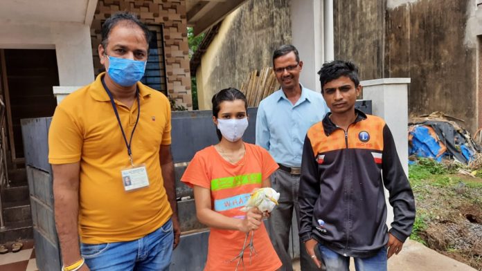 Girl saved crane bird