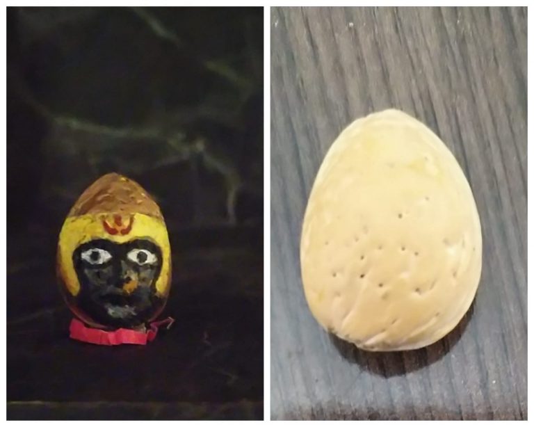 नवरात्रीत बदामावर साकारली कोल्हापूरची अंबाबाई