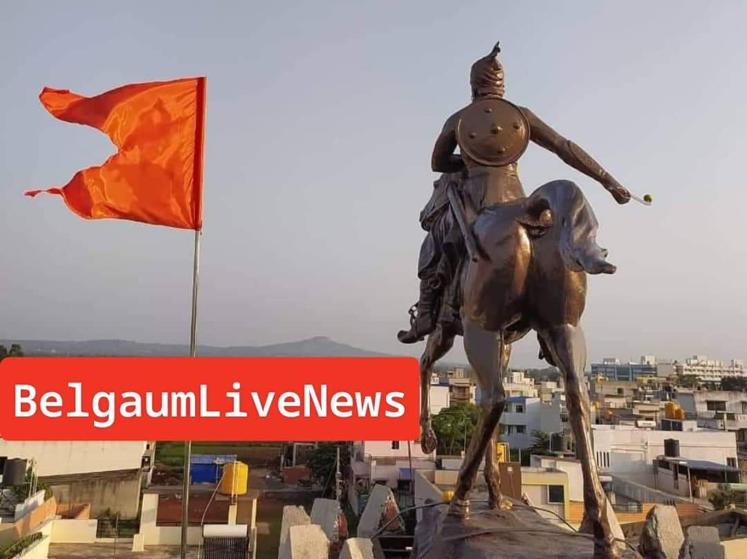 Shivaji statue on bldg