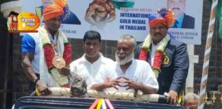 शरीर सौष्ठवपटू विनोद मेत्री, आं. रा. पंच राजेश लोहार यांचे जंगी स्वागत, सत्कार