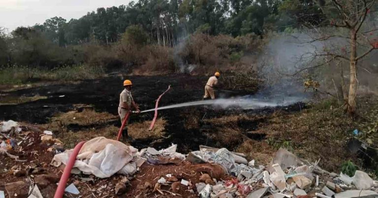 मंडोळी रोडवरील शेतवडीत आग;अज्ञातांविरोधात कारवाईची मागणी