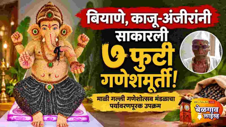 बियाणे, काजू-अंजीरांनी साकारली सात फुटी गणेशमूर्ती